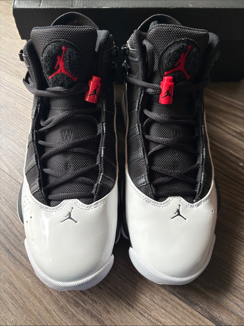Mens Air JordansRetro 6 RINGS Black/White Varsity Red Basketball Sneakers Size 8 - Picture 6 of 8